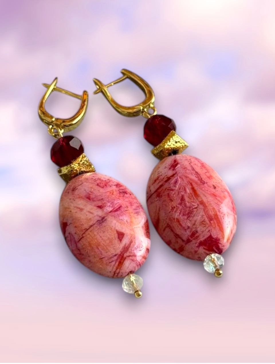 Серьги "Клубничная яшма"
